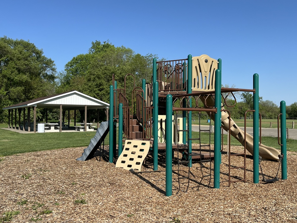 Playground with shelter in background