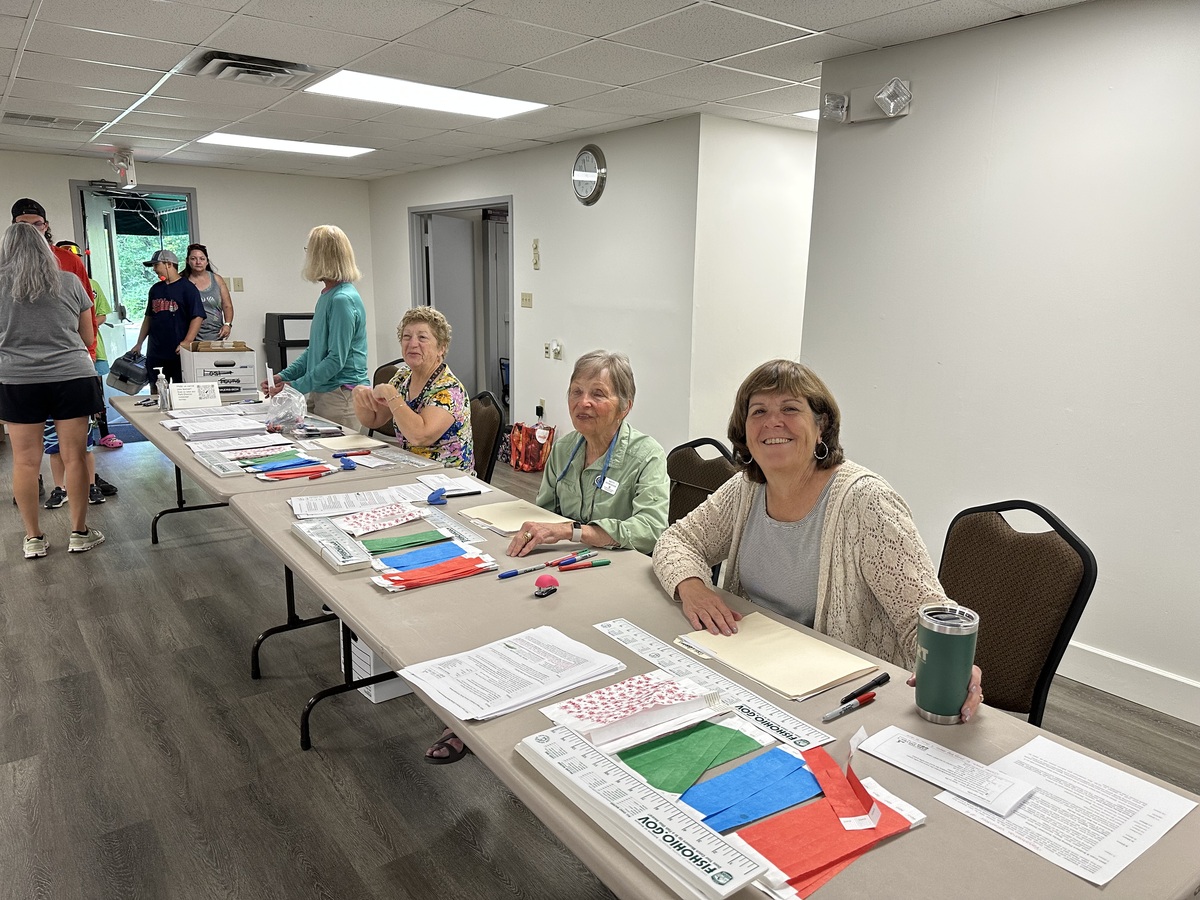 Volunteers at a registration table